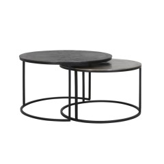 CAFE TABLE TLC METAL BLACK SILVER ANTIK LEAD SET OF 2 